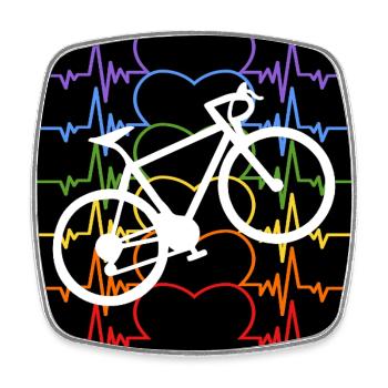HERZSCHLAG RADFAHRER FAHRRAD REGENBOGENFARBEN - Viereckiger Kühlschrankmagnet - Weiß - Vorne