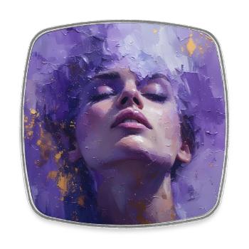Portrait abstrait d’une femme - huile sur toile - Magnet carré - blanc - Devant