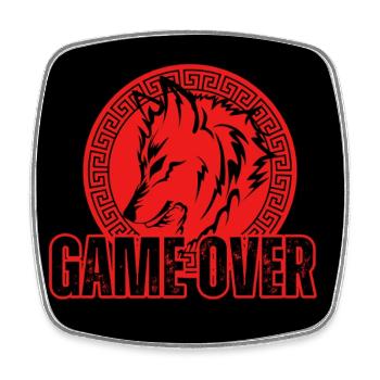 Aggressiver Roter Wolf "Game Over" - Viereckiger Kühlschrankmagnet - Weiß - Vorne