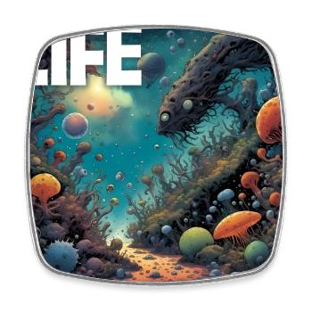 La vie : Omniprésente. Débrouillard. Déterminé. - Magnet carré - blanc - Devant