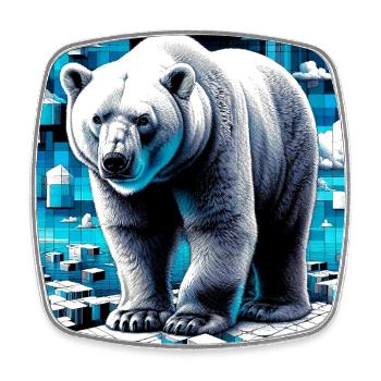 ours blanc - Magnet carré - blanc - Devant