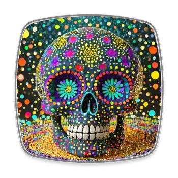 Dia de los Muertos Skull - Square fridge magnet - white - Front