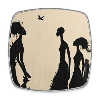 Feminine Silhouetten und minimalistischer Vogel - Viereckiger Kühlschrankmagnet - Weiß - Vorne