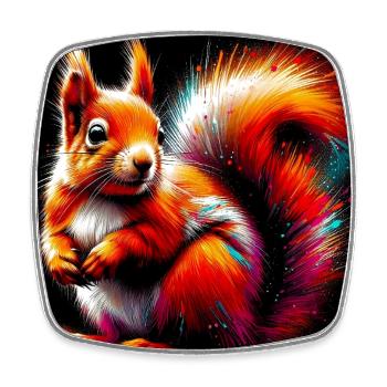 squirrel - Square fridge magnet - white - Front