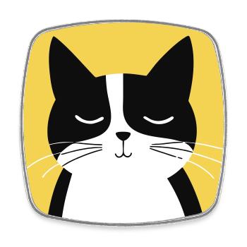 Minimalist Black and White Cat - Square fridge magnet - white - Front