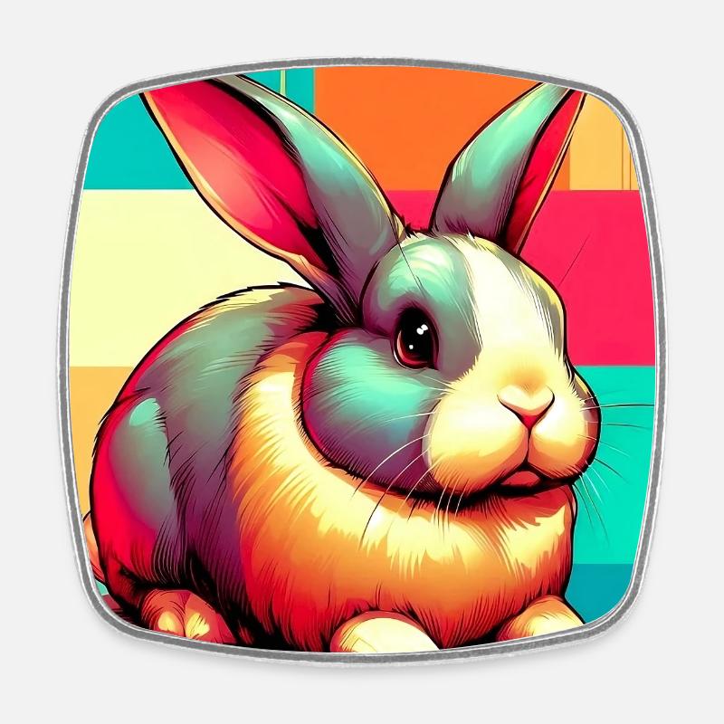 lapin - Magnet carré - blanc