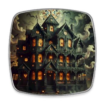 Haunted Halloween Haunted House Mansion - Square fridge magnet - white - Front