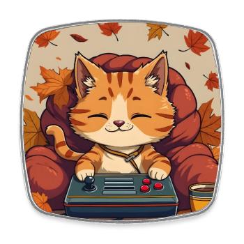 Gaming Cat - Viereckiger Kühlschrankmagnet - Weiß - Vorne