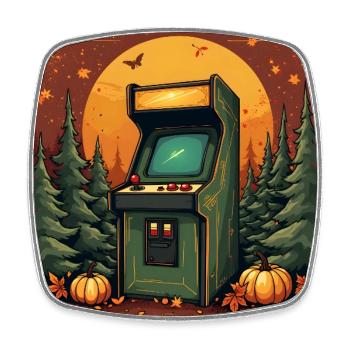 Vintage Arcade Tapestry - Viereckiger Kühlschrankmagnet - Weiß - Vorne