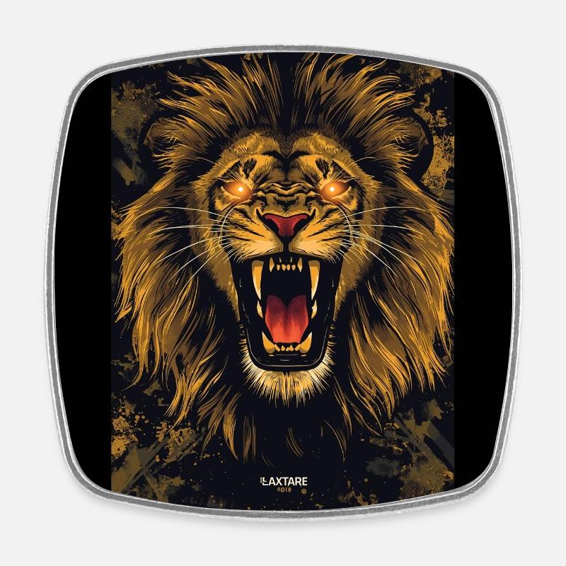 Conception d’affiche du lion doré rugissant - Magnet carré - blanc