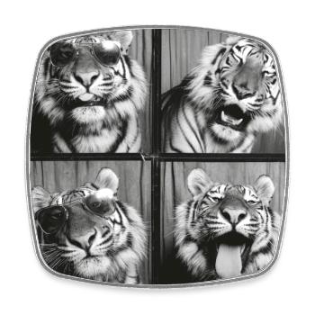 Lustig Tiger Sonnenbrille Fotobox - Viereckiger Kühlschrankmagnet - Weiß - Vorne