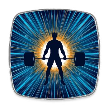Barbell Hero im Lichtkreis - Viereckiger Kühlschrankmagnet - Weiß - Vorne