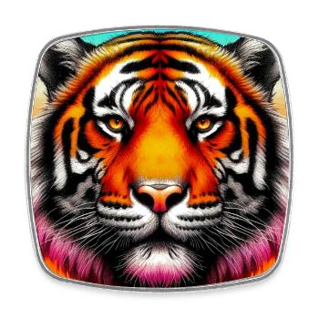 tigre - Magnet carré - blanc - Devant