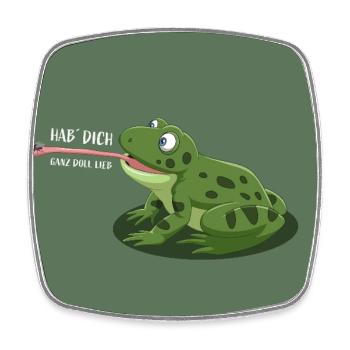 Hab dich - ganz doll lieb – Frosch Cartoon - Viereckiger Kühlschrankmagnet - Weiß - Vorne