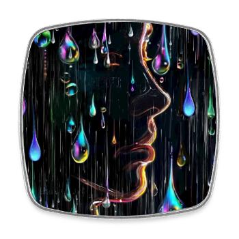 Portrait de pluie de néons avec gouttelettes - Magnet carré - blanc - Devant