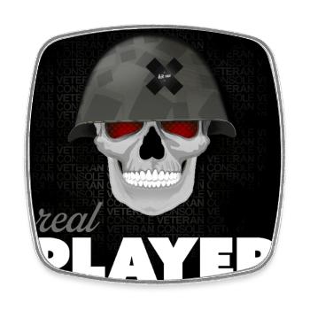 Skull Veteran – Real Player Gaming Helmet Design - Square fridge magnet - white - Front