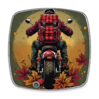 Gingham Backpack + Bike Gear - Viereckiger Kühlschrankmagnet - Weiß - Vorne