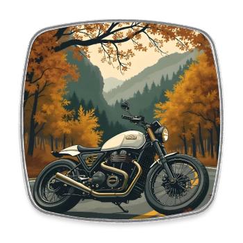 Quiet Luxury Motorcycling Poster - Square fridge magnet - white - Front