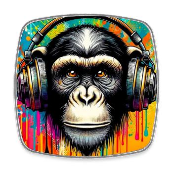 Singe chimpanzé - Magnet carré - blanc - Devant