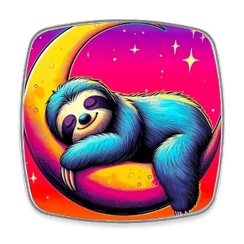 Sloth sleeps on the Moon - Square fridge magnet - white - Front