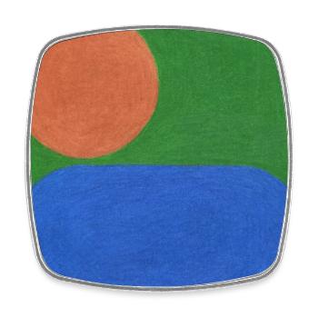 Orange Circle and Blue Rectangle - Square fridge magnet - white - Front