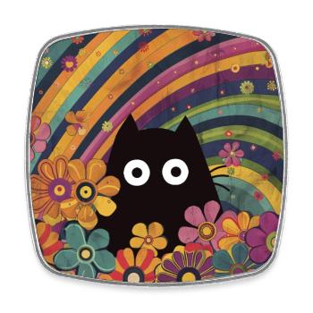 Katze im Blumensommer Katzen Katzenbild Regenbogen - Viereckiger Kühlschrankmagnet - Weiß - Vorne