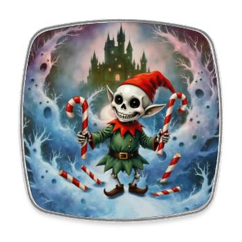 Weihnachten Skelett Elf - Viereckiger Kühlschrankmagnet - Weiß - Vorne