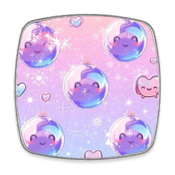 Dreamy Sparkle Pastel Kawaii Ball Ornaments - Square fridge magnet - white - Front