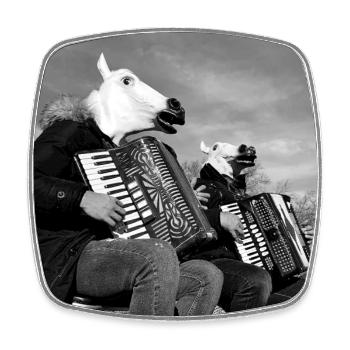 Bande de chevaux - Magnet carré - blanc - Devant