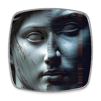 Antiquity meets glitch - Square fridge magnet - white - Front