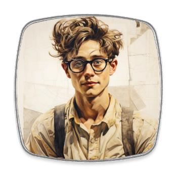 Lässig Lernender Portrait mit Brille - Viereckiger Kühlschrankmagnet - Weiß - Vorne