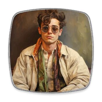Portrait Retro Chic mit Sonnenbrille - Viereckiger Kühlschrankmagnet - Weiß - Vorne