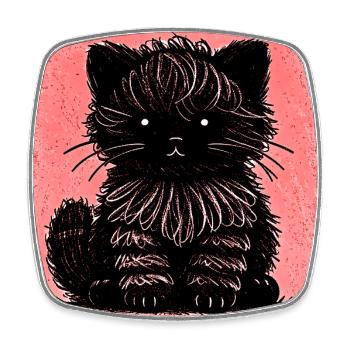 Fuzzy Cat (Red) - Square fridge magnet - white - Front