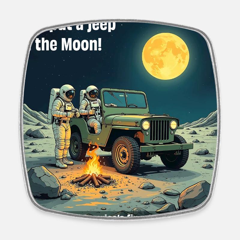 Moon Jeep Adventure 1969 - Square fridge magnet - white