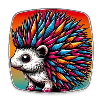 Igel - Viereckiger Kühlschrankmagnet - Weiß - Vorne