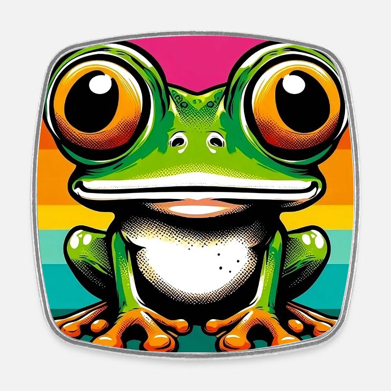 frog - Square fridge magnet - white