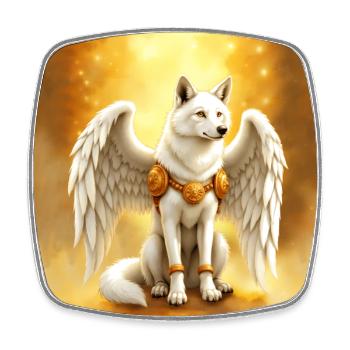 Goldene Aura Geflügelter Wolf - Viereckiger Kühlschrankmagnet - Weiß - Vorne