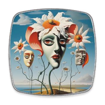 Flower Masks Dream - Square fridge magnet - white - Front