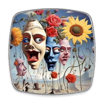 Masque Forêt des Rêves Fleuris - Magnet carré - blanc - Devant