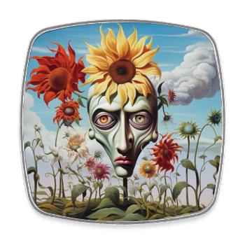 Surreal Sun Head Face - Square fridge magnet - white - Front