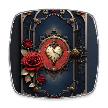 Montre Art Déco avec Roses - Magnet carré - blanc - Devant