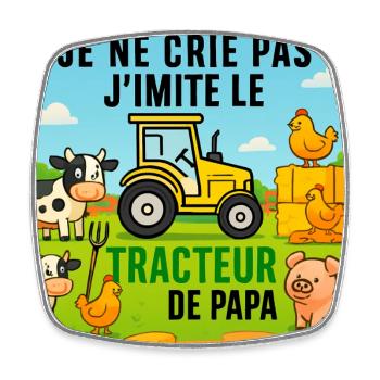 Papas Traktor und bunte Tiere - Viereckiger Kühlschrankmagnet - Weiß - Vorne