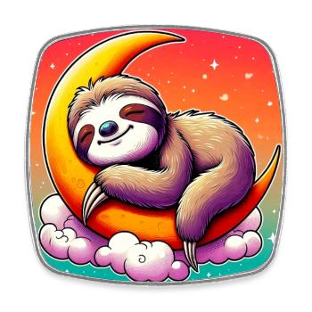 Sloth sleeps on the Moon - Square fridge magnet - white - Front