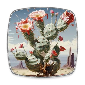 Fleur de cactus Magie du désert - Magnet carré - blanc - Devant
