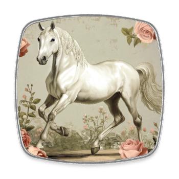 Pferd Vintage - Viereckiger Kühlschrankmagnet - Weiß - Vorne