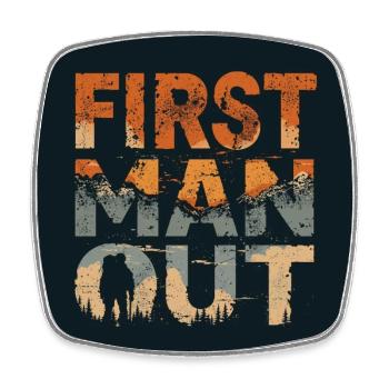 First Man Out Mountain Escape - Square fridge magnet - white - Front