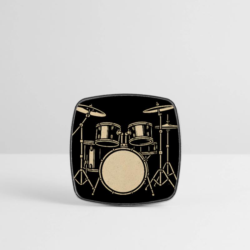 Black Silver Drumset Illustration Square fridge magnet
