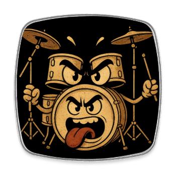 Angry Drum Monster - Square fridge magnet - white - Front