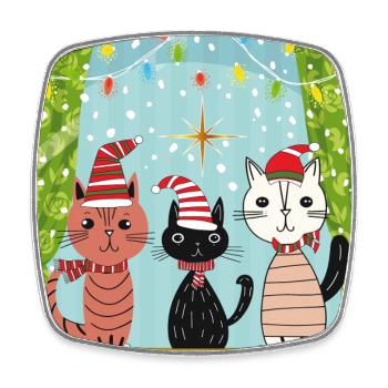 Katzen Weihnachtszauber - Viereckiger Kühlschrankmagnet - Weiß - Vorne