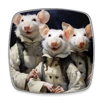 Des rats en trio de manteaux - Magnet carré - blanc - Devant